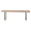 Mora Outdoor Faux Wood and Aluminum Dining Bench, Natural/Silver, Single