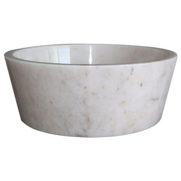 Tapered Natural Stone Vessel Sink, Mixed White Marble