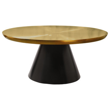 Martini Coffee Table, Brushed Gold Top, Matte Black Base