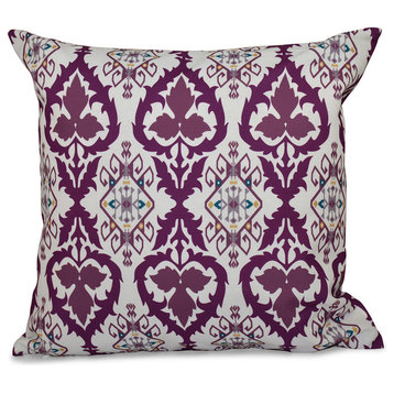 Bombay, Geometric Outdoor Pillow, Purple, 20"x20"
