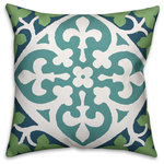 DDCG - Blue and Green Leaves Pattern 16"x16" Outdoor Throw Pillow - Spruce up your outdoor space with the Blue and Green Leaves Pattern  Outdoor Pillow. These outdoor pillows are water, stain and mildew resistant and can be used in either an indoor or outdoor setting.  Featuring a unique design, this accent pillow will make a perfect addition to your porch, patio or space.