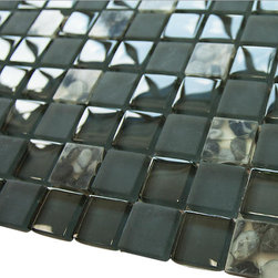 Matte Night Blue & Glossy Grey Sea Shells Glass Mosaic Tiles (Square Pattern) - Home Accessories & Decor