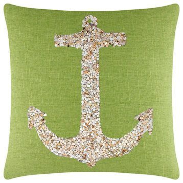 Sparkles Home Shell Anchor Pillow, Lime, 16x16