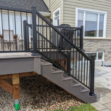 Azek's Coastline ,Dark Hickory with Timbertech's IRX modern top railing system