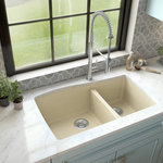 Karran USA - Karran Undermount Quartz 33" 60/40 Double Bowl Kitchen Sink, Bisque - Karran QU-721 stylish curved rear bowl walls and gently curved side walls gives this 60/40 large/small bowl design a unique and appealing aesthetic. Its quartz composite material gives it outstanding durability and will provide years of trouble-free use. This undermount double bowl design is available in a selection of 6 elegant color choices to compliment any decor. Karran Quartz sinks are a great compliment to your home improvement project. Let this 60/40 double bowl quartz kitchen sink help you in the day-to-day kitchen tasks.