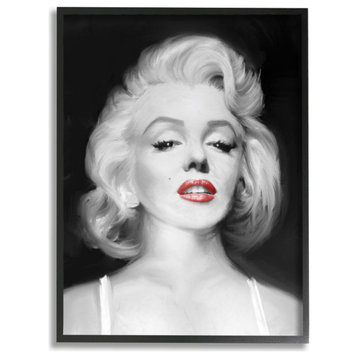 Stupell Industries Marilyn Portrait Red Vintage Hollywood Movie Star, 16 x 20
