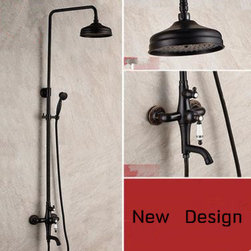 Antique Black Bronze Brass Round Shower Head Rainfall Shower Tap TS655B - Tub And Shower Faucet Sets