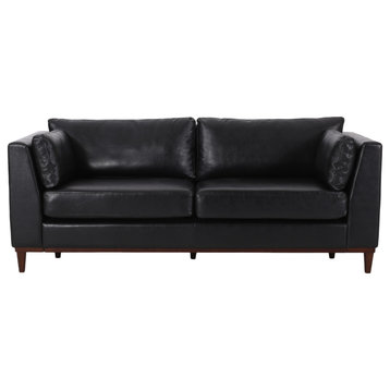 Ayers Faux Leather Upholstered 3 Seater Sofa, Midnight/Espresso