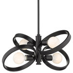 Golden Lighting - Golden Lighting Sloane - 4 Light Chandelier, Black Finish - Contemporary and customizable, the Sloane collection has an endless array of configurations. Like playful art, the pivoting frames and rotating metal rings transform to achieve a variety of looks and functions. Offered in two finishes, matte black and pewter, the collection will complement a variety of interiors. Mindful of constrained spaces, the height of the pendants is adjustable to fit 8G�� ceilings. This 4-light chandelier creates a dramatic focal point and smooth ambient lighting.   Kitchen/Living/Dining Assembly Required: Yes  Canopy Included: Yes  Canopy Diameter: 5.13 x 0.75  Dimable: YesSloane Four Light Chandelier Black *UL Approved: YES *Energy Star Qualified: n/a  *ADA Certified: n/a  *Number of Lights: Lamp: 4-*Wattage:60w Medium Base bulb(s) *Bulb Included:No *Bulb Type:Medium Base *Finish Type:Black