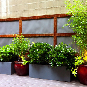 West Village NYC Roof Garden: Asian Shoji Screen, Terrace Deck, Containers, Priv