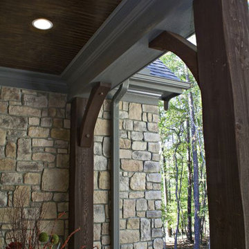 Stone exterior and wood framing