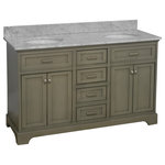 Kitchen Bath Collection - Aria 60" Bathroom Vanity, Weathered Gray, Carrara Marble, Double Vanity - The Aria: showroom looks with everyday practicality.