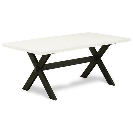 East West Furniture X-Style 40x72" Wood Dining Table in Black/White