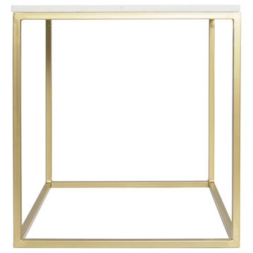 Marble Square Accent Table, White, 18"x18"x20"