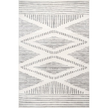 nuLOOM Briggs Contemporary Striped Area Rug, Light Gray 6' 7"x9'