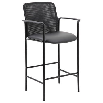Boss Office Counter Height Mesh-Back Counter Stool with Arms