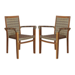Bhome - Viro Teak Dining Armchairs, Set of 2 - Outdoor Dining Chairs