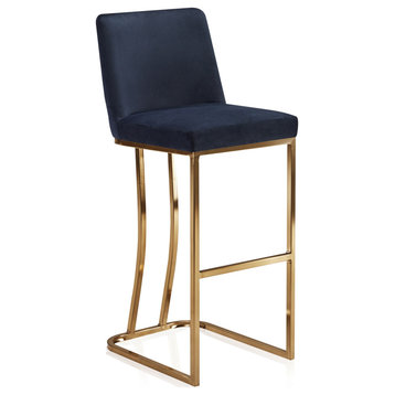 30" Barstools Counter Stools with Gold Metal Frame, Set of 2, Black