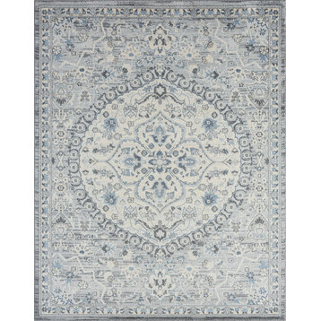 Jeanie Traditional Medallion Gray/Gray Indoor Rectangle Area Rug, 5'x7'