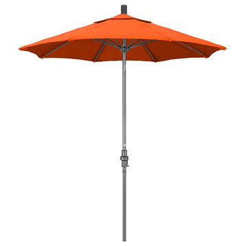 7.5' Grey Collar Tilt Crank Aluminum Umbrella, Melon Sunbrella