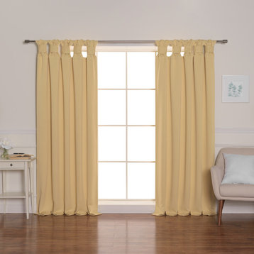 BANDTAB -Thermal Insulated Blackout Knotted Tab Curtain Set, Sunlight, 52" W X 9
