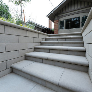 Front Entrance Transformation with Retaining Walls & Lighting