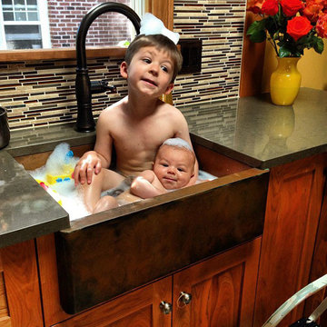 Custom copper farmhouse sink made in the USA
