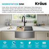 Kore Workstation Farmhouse Stainless Steel 1-Bowl Kitchen Sink w accessories, 27