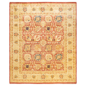 Eclectic, One-of-a-Kind Hand-Knotted Area Rug Orange, 8'2"x9'9"
