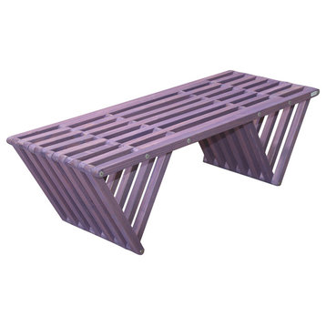 Bench Backless Modern Design Solid Wood 54"Lx21"Dx17H, Purple Berry