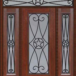 Prehung Sidelights-Transom Door 80 Fiberglass Austin Texas Star - Front Doors