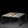 Industrial Coffee Table Made of Recycled Boat Wood and Black Metal