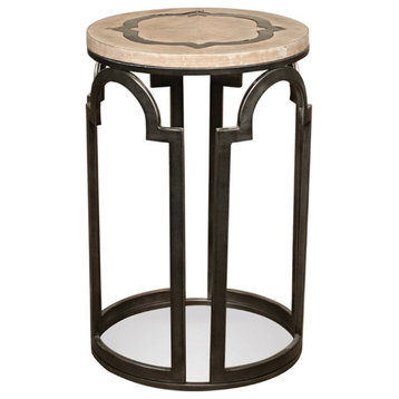 Riverside Estelle Round Wood Top Chairside Table in Washed Gray Brown