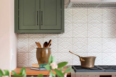 1960s kitchen photo in Raleigh with green cabinets