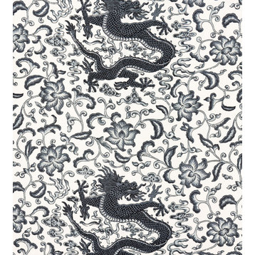 Chi'En Dragon Linen Print, Charcoal