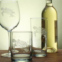 Rolf Glass Etched Sea Turtle Collection - Everyday Glasses