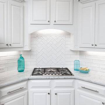 White subway tile & Marble Kitchen