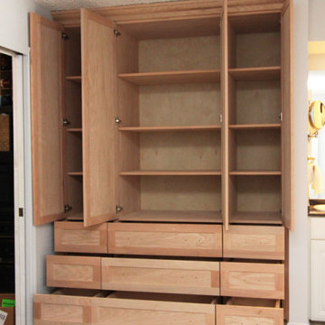 Custom Built-In Shaker Storage Cabinet shown in Unfinished Solid Oak