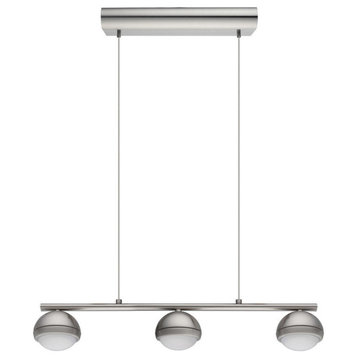Lombes 3-Light LED Linear Pendant, Matte Nickel, Clear Cover