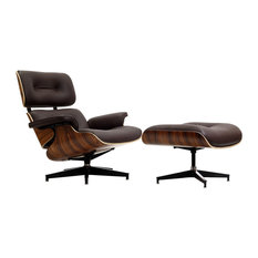 Midcentury Leather Armchairs And Accent Chairs Houzz Modern In Designs Midcentury Lounge Chair And Ottoman Aniline Leather Brown Palisander