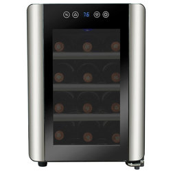 Contemporary Beer And Wine Refrigerators 12-Bottle Freestanding Single Zone Thermoelectric Chiller Cellar Wine Cooler