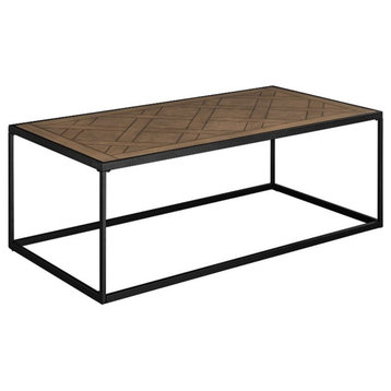 48" Parquet Top Wood Coffee Table - Brown