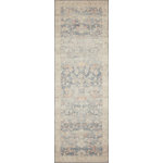 Loloi II - Loloi II Printed Hathaway Denim/Multi Area Rug, 2'6"x7'6" - Capturing the aged patina of a well-loved, well-worn antique rug, our printed Hathaway is an artful and attractive value. Crafted in China of 100% polyester, Hathaway's subtle palette of faded denim, ivory and powdery pale blush have an ethereal quality that belies its tough nature.