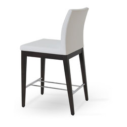 Aria Wood Bar Stool-  White  Walnut Italian PPM - Dining Chairs