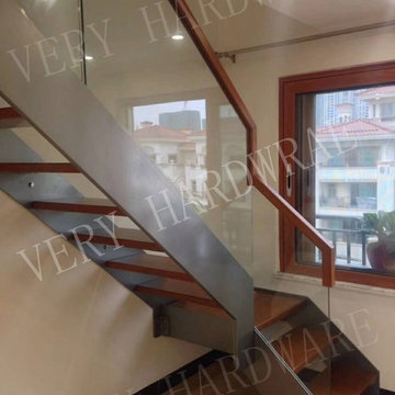 VERY Double Stringer Wood Stair