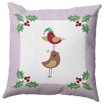 Christmas Birds Accent Pillow, Light Purple, 18"x18"