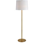 Renwil - Radison Floor Lamp 60x18x18 - The understated silhouette of this modern floor lamp is simple, yet subtly chic. The modest lines of the lamp base boast a slim iron stem centered by a circular metal stand. Topped with a clean white cotton drum lampshade, the decorative light fixture is plated with an antique brass finish that adds a glamorous element to everyday furnishings.