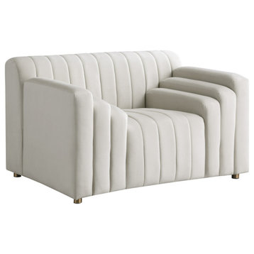 Naya Velvet Upholstered Chair, Cream
