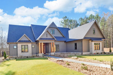 Transitional gable roof photo in Atlanta