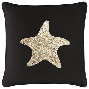 Sparkles Home Shell Starfish Pillow - 20x20" - Black Velvet